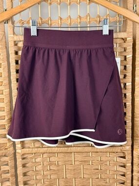 NWT Lululemon Wrap Front Tennis Skirt Goodnight Plum/Light Ivory Size XXXS
